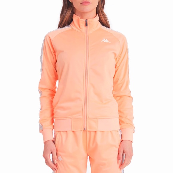 Kappa 222 Banda Wanniston 2 Orange & Grey Slim Full Zip Track Jacket - Picture 2 of 8